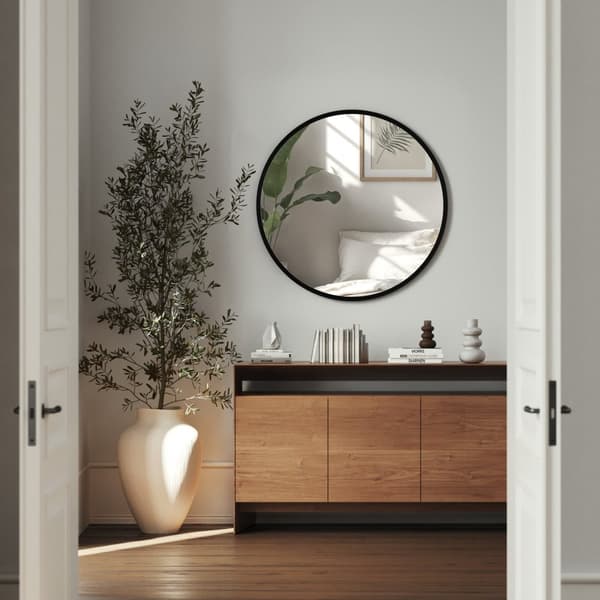 Rundt spejl Fiona med aluminiumsramme - 70 cm