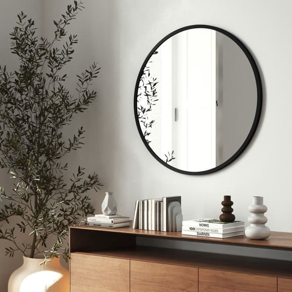 Rundt spejl Fiona med aluminiumsramme - 70 cm