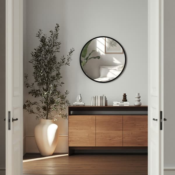 Rundt spejl Fiona med aluminiumsramme - 60 cm