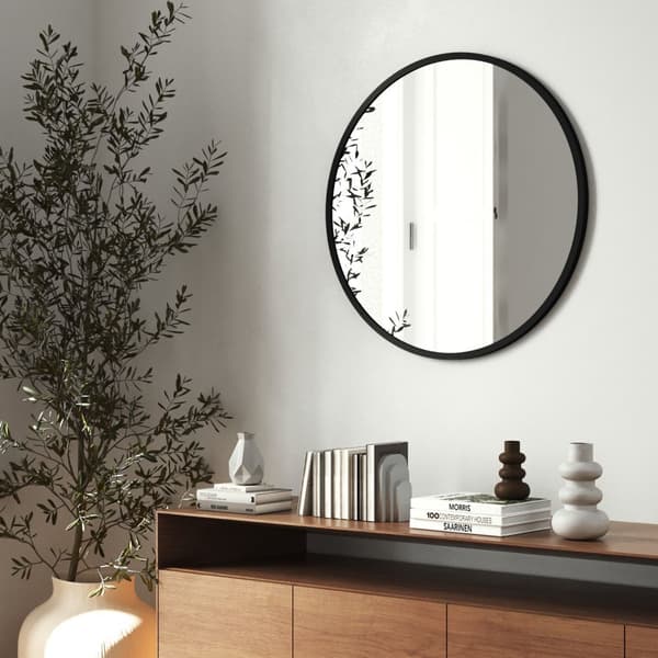 Rundt spejl Fiona med aluminiumsramme - 60 cm