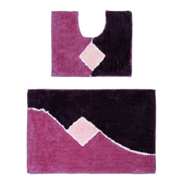 Matta - Modern - Svart - Set om 2 - Rektangulär - Tvättbar