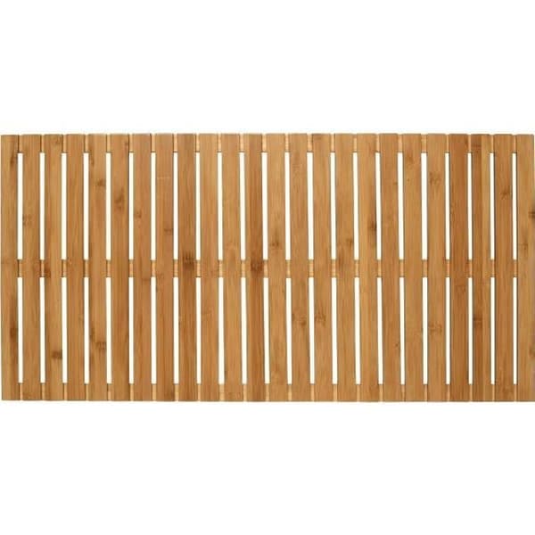 WENKO rektangulärt duschgaller i bambu | Badmatta Badrum, Pool, Bastu, Badkar | Halkfritt | 100x50 cm