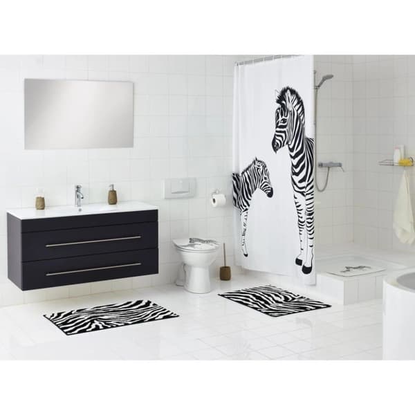 RIDDER brusemåtte Zebra 54x54 cm hvid og sort