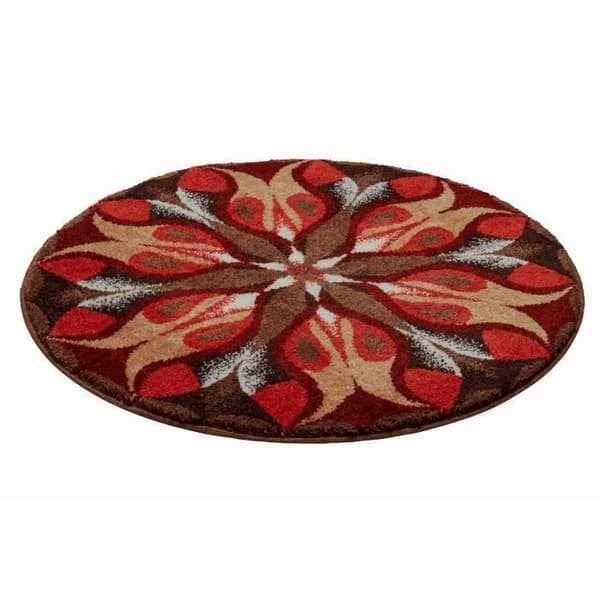 Badrumsmatta - SILENT GLOW - Mandala - Brun - Rund - ø 80 cm