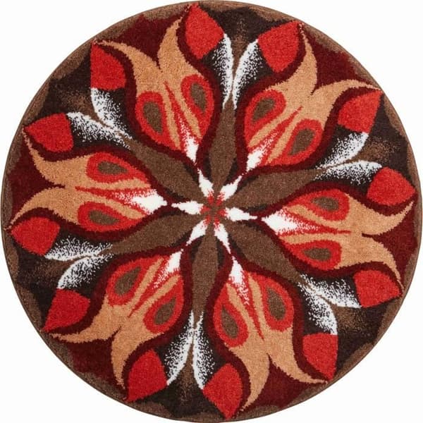 Badrumsmatta - SILENT GLOW - Mandala - Brun - Rund - ø 80 cm