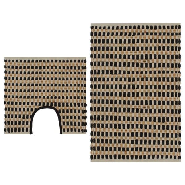 Badrumsmattor handvävd jute beige och svart - Badrumsmatta - Badrumsmattor - Home & Living