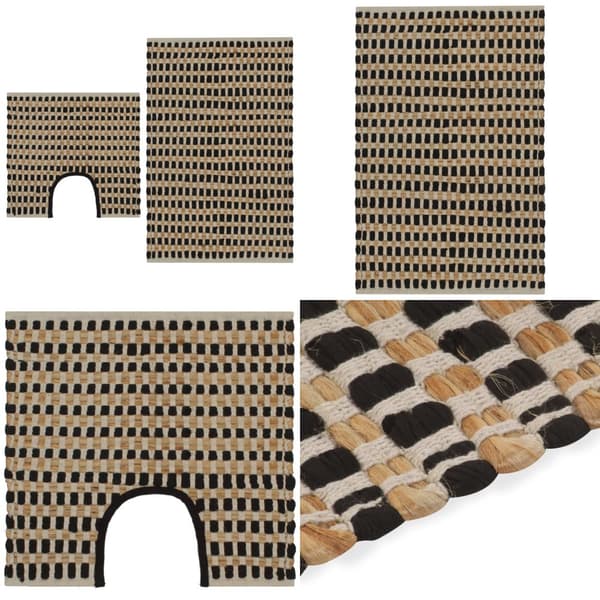Badrumsmattor handvävd jute beige och svart - Badrumsmatta - Badrumsmattor - Home & Living