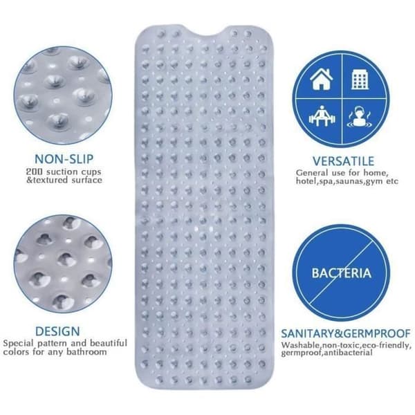 Säkerhet Antislip Badmatta - BIGILANTUH - 100 x 40 cm - Grå - Ekologisk PVC