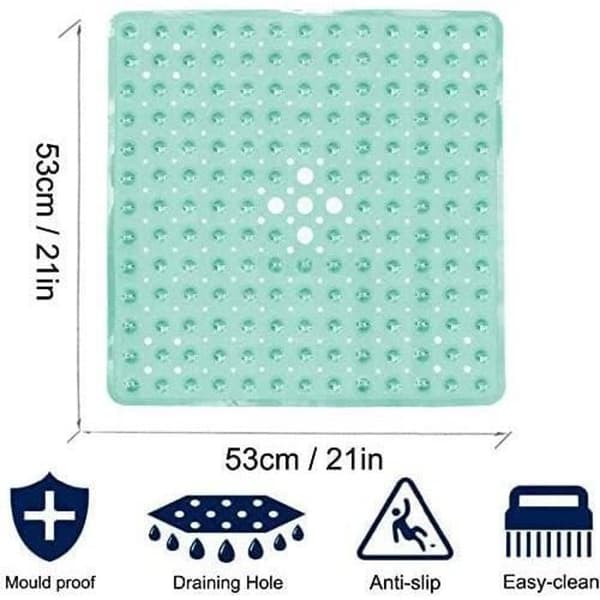 Fyrkantig halkfri badmatta med sugkoppar - Slitstark och snygg - Halkfri duschmatta - Modern design - Kvalitativa sugkoppar