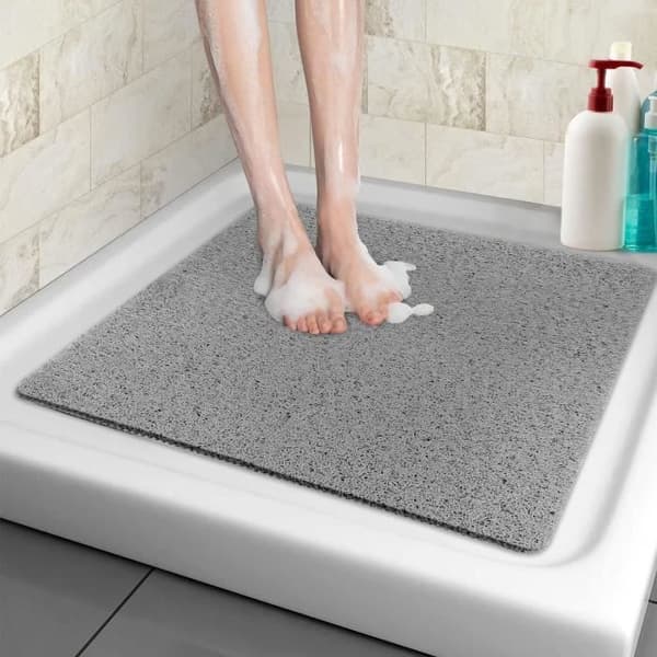 Halkfri duschmatta, 60 * 60 cm, Soft Comfort Badrumsmatta med dräneringshål, Snabbtorkande
