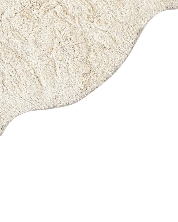Bademåtte Beige Bomuld 150 x 60 cm Måtte til Badeværelse Design Gulvmåtte Baderum Tilbehør Badeværelsesmåtte