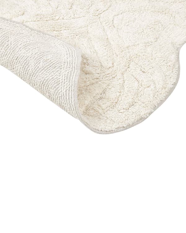 Bademåtte Beige Bomuld 150 x 60 cm Måtte til Badeværelse Design Gulvmåtte Baderum Tilbehør Badeværelsesmåtte