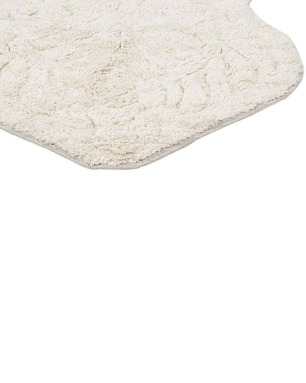 Bademåtte Beige Bomuld 150 x 60 cm Måtte til Badeværelse Design Gulvmåtte Baderum Tilbehør Badeværelsesmåtte