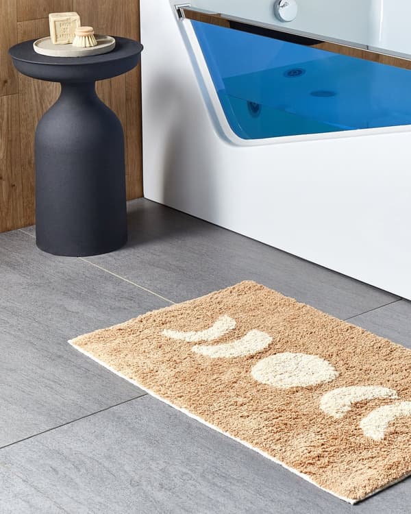 Bademåtte Brun Bomuld 50 x 80 cm Måtte til Badeværelse Design Gulvmåtte Baderum Tilbehør Badeværelsesmåtte