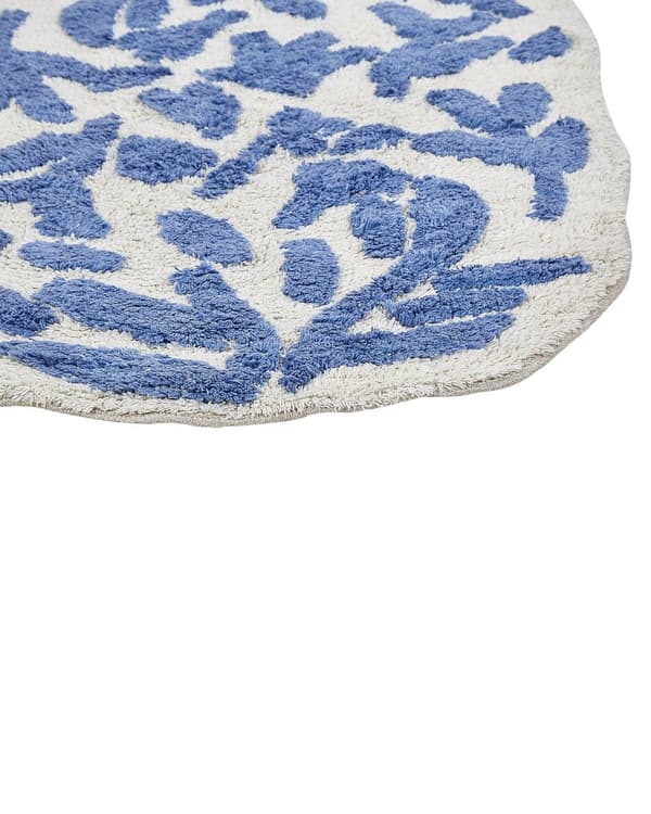 Bademåtte Blå Hvid Bomuld 60 x 90 cm Måtte til Badeværelse Design Gulvmåtte Baderum Tilbehør Badeværelsesmåtte