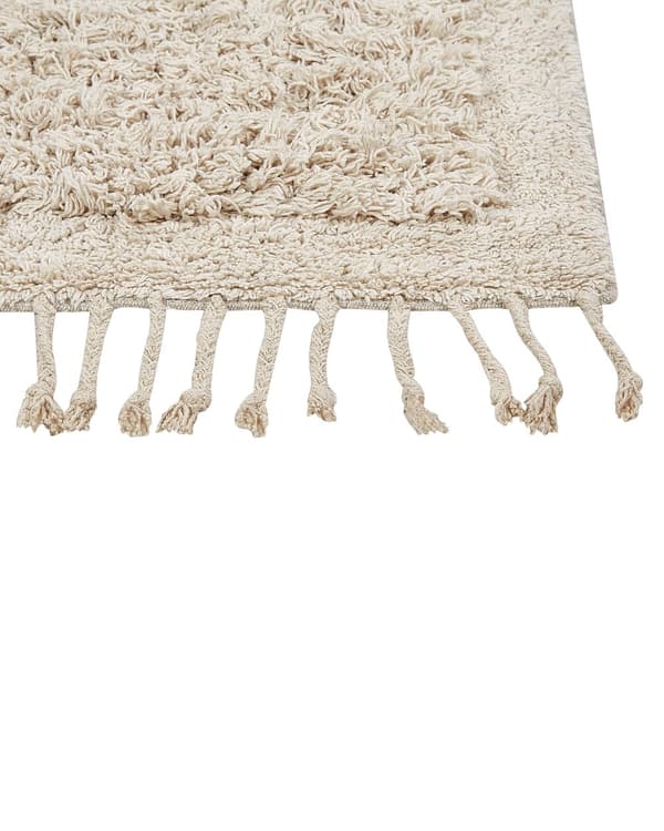 Bademåtte Beige Bomuld 50 x 80 cm Måtte til Badeværelse Design Gulvmåtte Baderum Tilbehør Badeværelsesmåtte