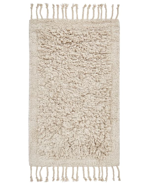 Bademåtte Beige Bomuld 50 x 80 cm Måtte til Badeværelse Design Gulvmåtte Baderum Tilbehør Badeværelsesmåtte
