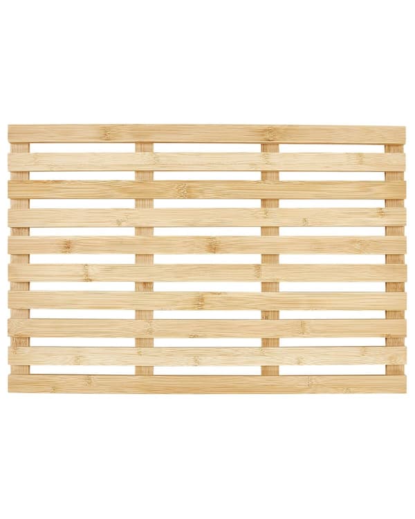 Badeværelsesmåtte lys bambus 53 x 36 x 3 cm rektangel naturlig modern stil badeværelse