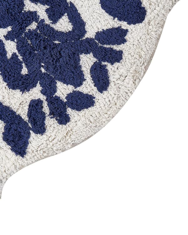 Badematte Blå Bomull 150 x 60 cm Uregelmessig form Dekorativt mønster Moderne design Bad Baderomstilbehør Teppe Baderomsmatte