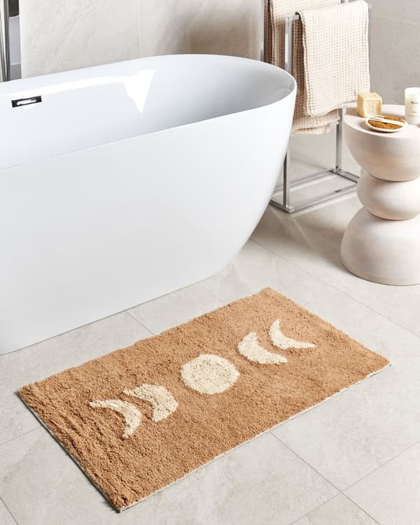 Badematte Brun Bomull 50 x 80 cm Dekorativt mønster Moderne design Bad Baderomstilbehør Teppe Baderomsmatte