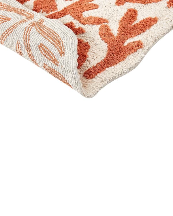 Badematte Oransje Bomull 60 x 90 cm Blomstermønster Asymmetrisk Moderne design Bad Baderomstilbehør Teppe Baderomsmatte