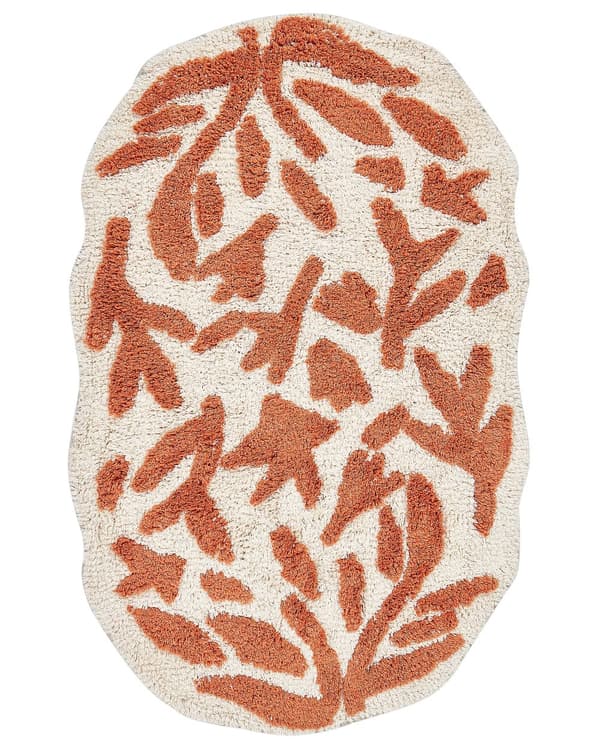 Badematte Oransje Bomull 60 x 90 cm Blomstermønster Asymmetrisk Moderne design Bad Baderomstilbehør Teppe Baderomsmatte