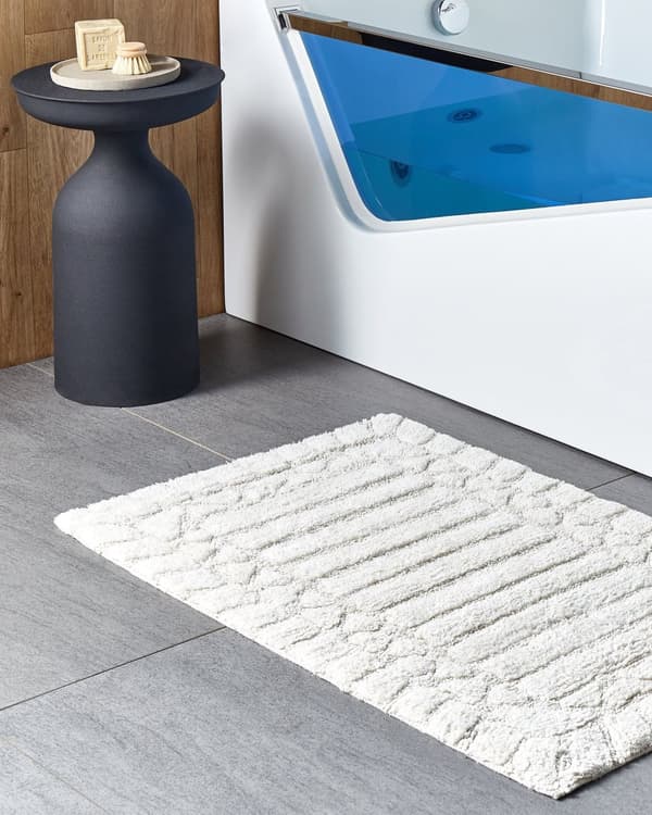 Badematte Beige Bomull 60 x 90 cm Dekorativt mønster Moderne design Bad Baderomstilbehør Teppe Baderomsmatte