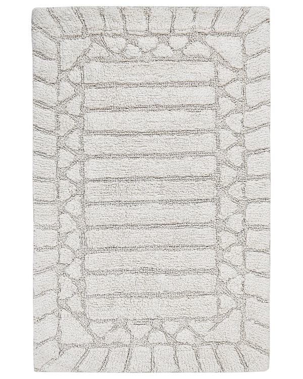 Badematte Beige Bomull 60 x 90 cm Dekorativt mønster Moderne design Bad Baderomstilbehør Teppe Baderomsmatte