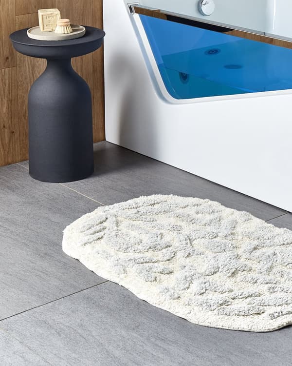 Badematte Grå Bomull 60 x 90 cm Blomstermønster Asymmetrisk Moderne design Bad Baderomstilbehør Teppe Baderomsmatte