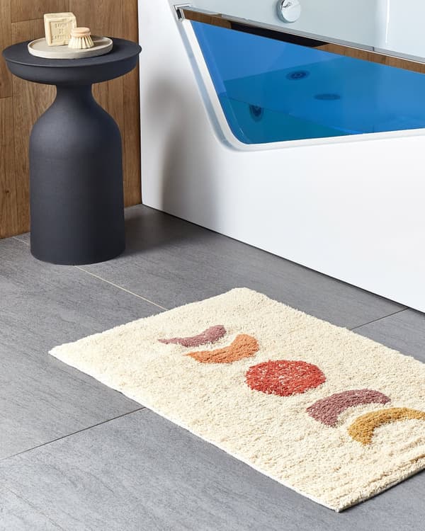 Badematte Beige Bomull 50 x 80 cm Dekorativt mønster Moderne design Bad Baderomstilbehør Teppe Baderomsmatte
