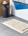 Miniatyrbilde 4 av 7: Badematte Beige Bomull 50 x 80 cm Dekorative frynser Moderne design Bad Baderomstilbehør Teppe Baderomsmatte