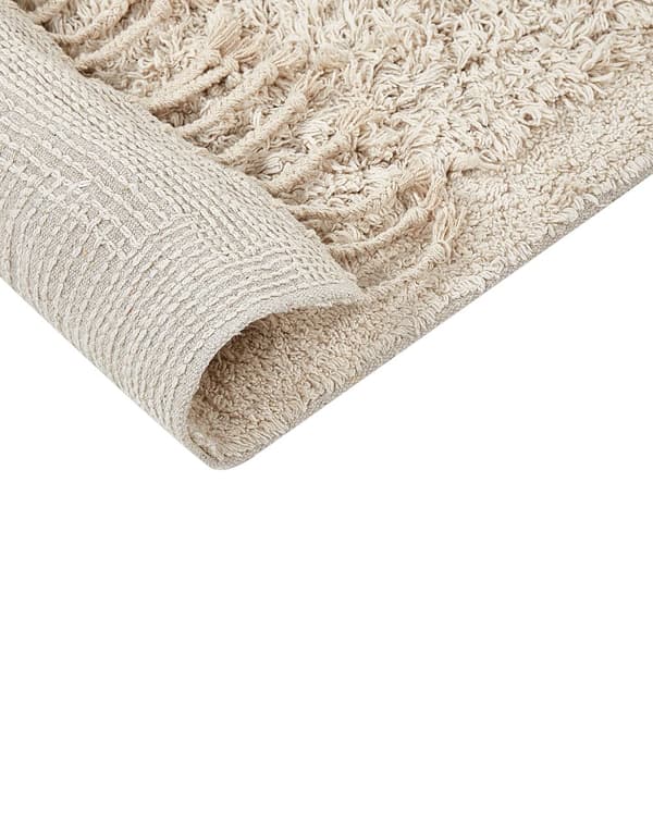 Badematte Beige Bomull 50 x 80 cm Dekorative frynser Moderne design Bad Baderomstilbehør Teppe Baderomsmatte