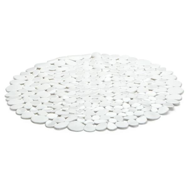 Rund PVC duschmatta Spirella RIVERSTONE ø57cm Vit - Halkfri och säker