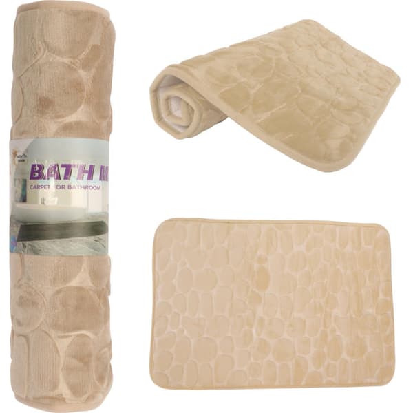 Beige Microfiber Anti-Slip Badrumsmatta 45x70 cm