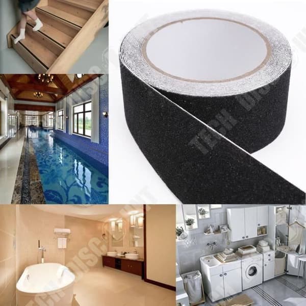 TD® Anti-Slip Tejp 10m/ Svart självhäftande säkerhetstejp/ Självhäftande badrumstejp/ Halkhäftande tejp
