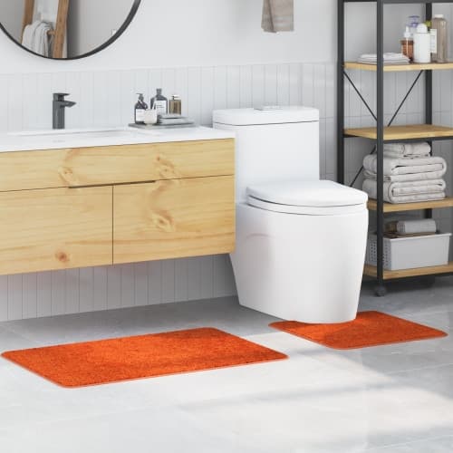 2-delars badrumsmatta set orange polypropylen halkfri