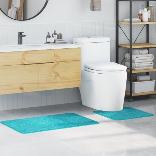 2 Delar Badrumsmattset Turkos Polypropylen Halkfri