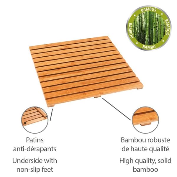 Duschgaller - WENKO - Fyrkantig bambu - Halkfri - 50 x 50 cm - Ekologisk