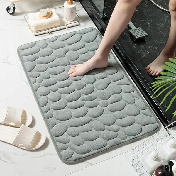 KYLPYHUONEMATTO Liukueste MEMORY FOAM Kivet MATTA Paksu MUSTA