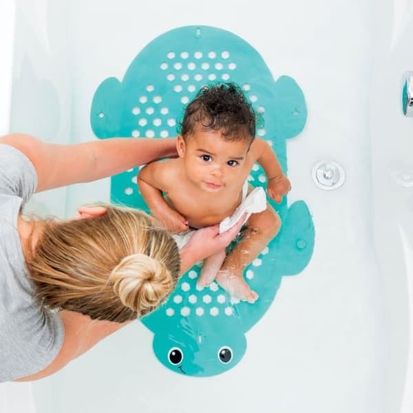 2 i 1 bad & förvaringsmatta - INFANTINO - För baby - Blå & Grön - 47,5x76,7 cm