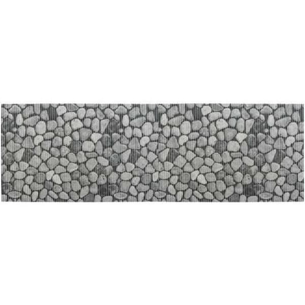 WENKO Sassi skumbadmatta, halkfri badrumsmatta, Steneffektplast, 65x200 cm, grå