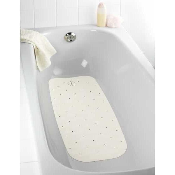 WENKO Naturlig Anti-Slip Badkarsmatta, Gummimatta för Standardstorlek Badkar, Gummi, 37x90 cm, Beige