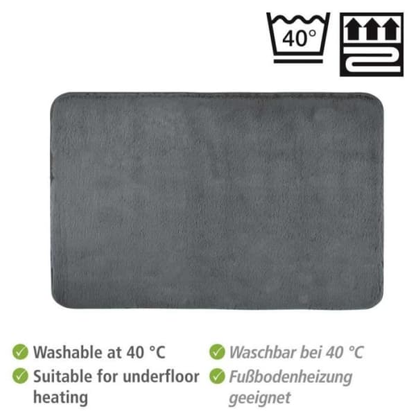 Badmatta - Wenko - "Saravan" halkfri mikrofiberbadmatta - Antracitgrå - L 80 x B 50 cm