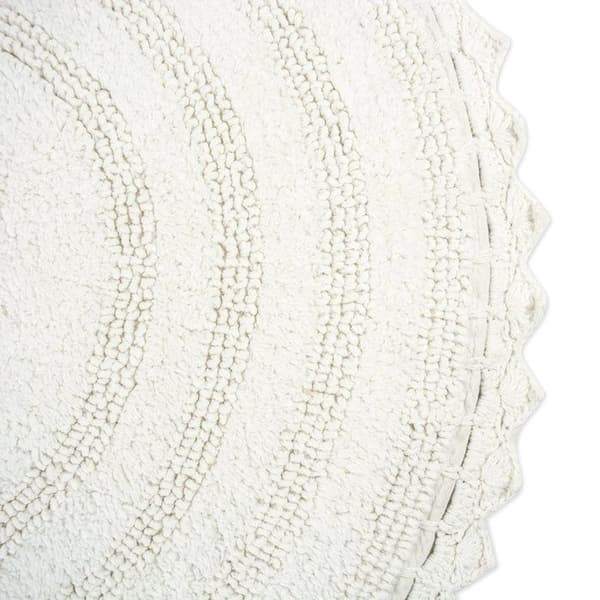 Dii - CAMZ35690 - Virkad Kollektion Omvända Badmatta, Rund, 70 cm i diameter, Vit