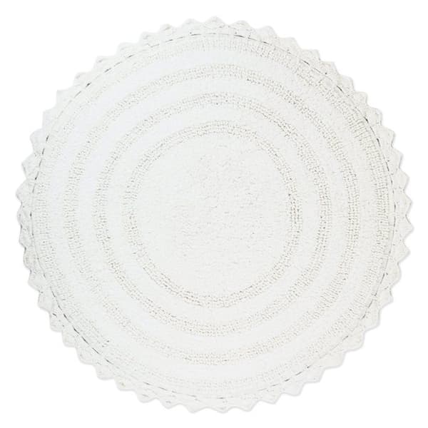 Dii - CAMZ35690 - Virkad Kollektion Omvända Badmatta, Rund, 70 cm i diameter, Vit