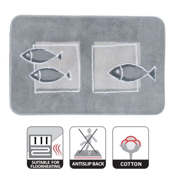 Badrug - SPIRELLA - ANDROS - 55x65 cm - Grå - 90% Polyester - Halkskyddande
