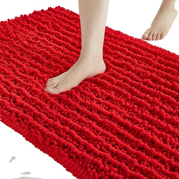 Pehmeä kylpymatto, konepestävä, liukumaton muotoilu,20x32 tuumaa, Punainen