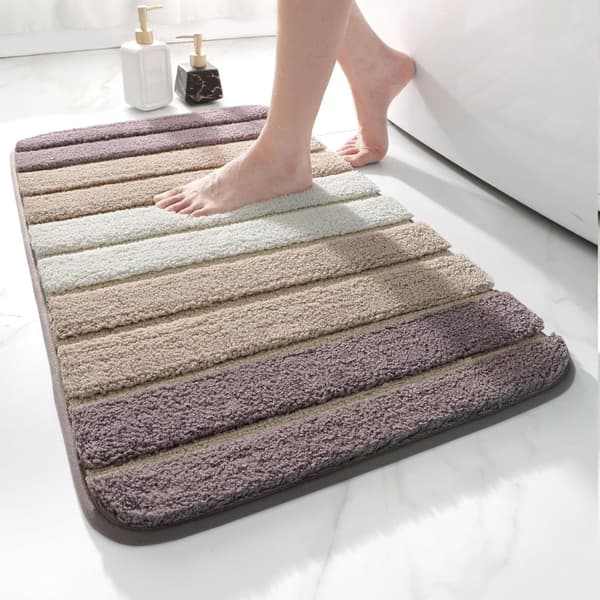 Lollanda Halkfri badmatta, extra mjuk badrumsmatta, maskintvättbar, vattenabsorberande, 40 x 60 cm, beige