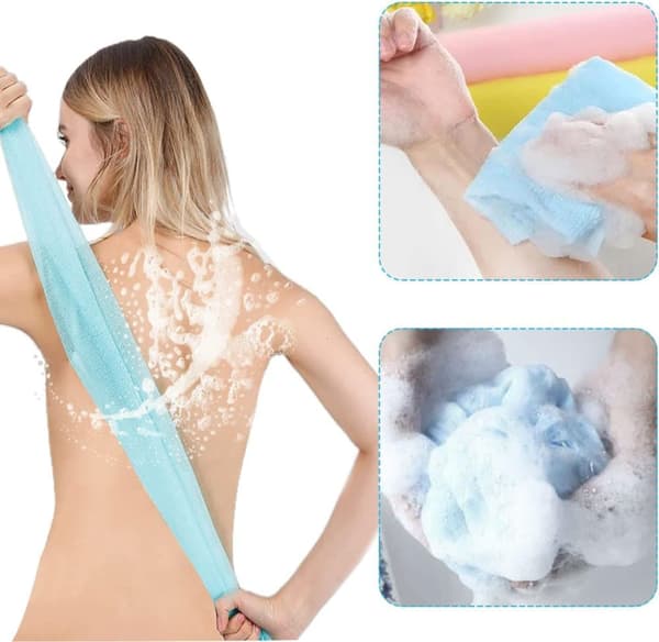 Lollanda 4 st flerfärgad nylon japansk exfolierande duschskrubb bad tvättduk handduk kropp dusch rengöringssvampar