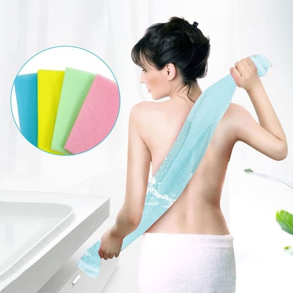 Lollanda 4 st flerfärgad nylon japansk exfolierande duschskrubb bad tvättduk handduk kropp dusch rengöringssvampar